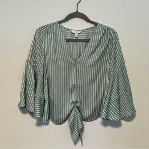Lauren Conrad Striped Flutter-Sleeve Blouse - Size L
